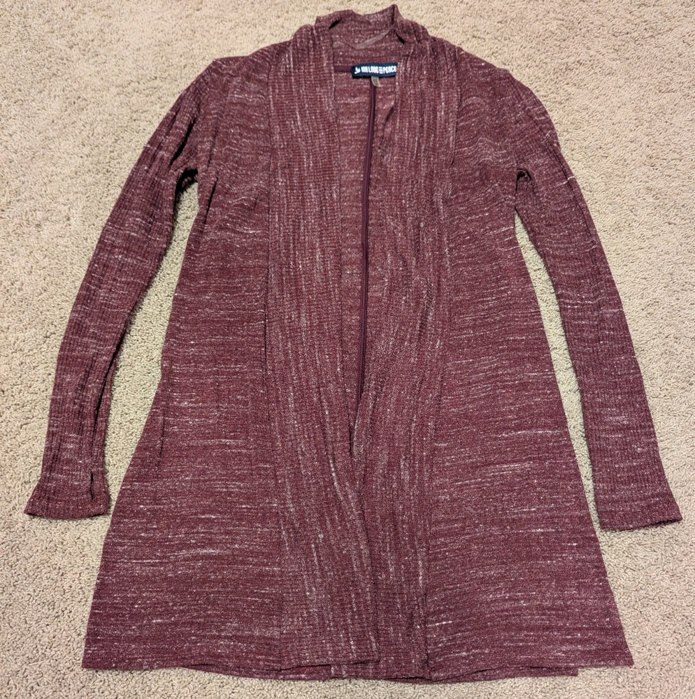 Ink Love And Peace Women's Maroon Open-Front Sweater
